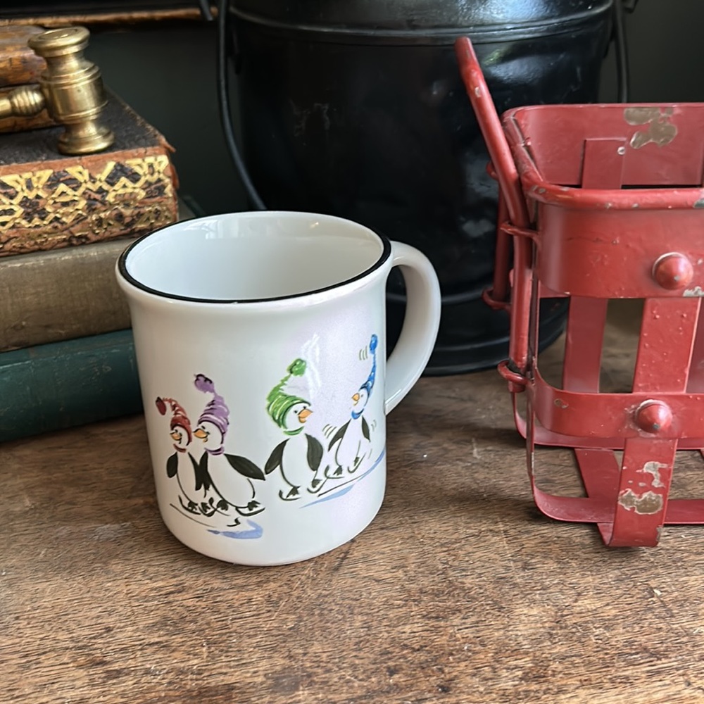 Vintage Pfaltzgraff Winter Penguin Ice Skating Mug